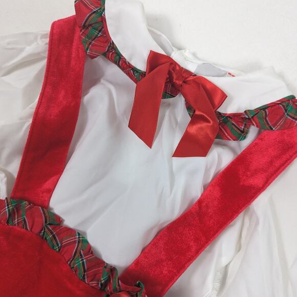 Vintage Winnie the Pooh Dress Girls Size 2T Red Velour Christmas Pinny - Picture 3 of 5